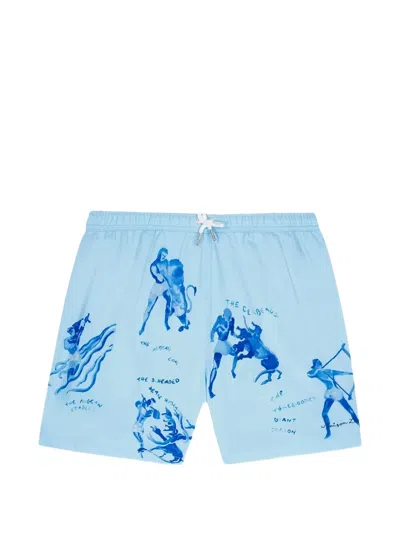 Maison Labiche Ulysse Printed Swim Shorts In Blue