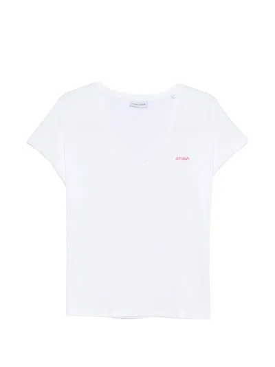 Maison Labiche V-neck Lettering T-shirt In White