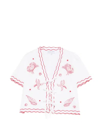 Maison Labiche Veneur Scalloped Embroidered Blouse In Multi