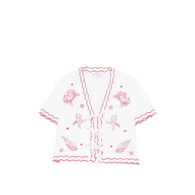 Maison Labiche Veneur Scalloped Embroidered Blouse In Multi