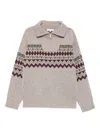 Maison Labiche Zip-front Patterned Sweater In Neutral