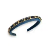Maison Laurette Women's Black / Gold Denim Headband With Black And Gold Chain In Black/gold