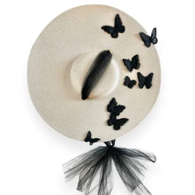 Maison Laurette Women's Black / Neutrals Poetic Butterflies Capeline Hat