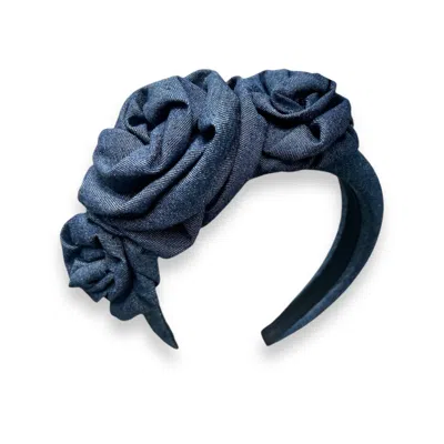 Maison Laurette Women's Blue Denim Roses Headband