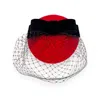 MAISON LAURETTE WOMEN'S RED / BLACK BLACK VELVET BOW BUTTON FASCINATOR HAT WITH VEIL