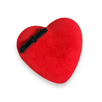 Maison Laurette Women's Red / Black Red Heart With Cute Sparkling Velvet Bow Fascinator Hat In Red/black