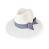 Maison Laurette Women's White / Blue Fedora With Gingham Ribbon Bow In Multi