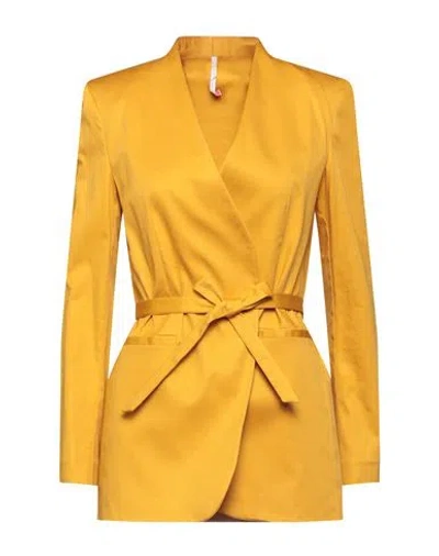 Maison Laviniaturra Woman Blazer Marigold Size 8 Cotton, Elastane In Yellow