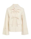 Maison Laviniaturra Woman Jacket Beige Size 10 Cotton, Linen, Viscose, Elastane