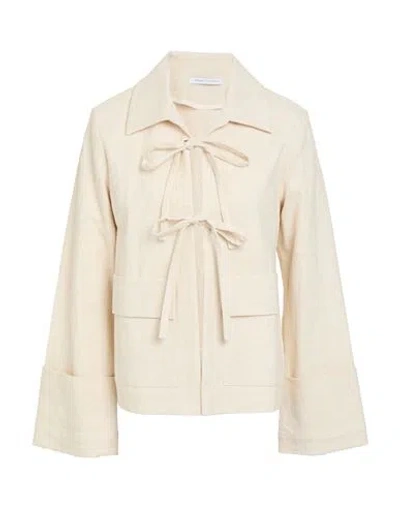 Maison Laviniaturra Woman Jacket Beige Size 10 Cotton, Linen, Viscose, Elastane