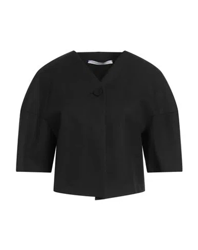 Maison Laviniaturra Woman Jacket Black Size 6 Cotton, Linen, Viscose, Elastane