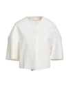 Maison Laviniaturra Woman Jacket Ivory Size 10 Cotton, Linen, Viscose, Elastane