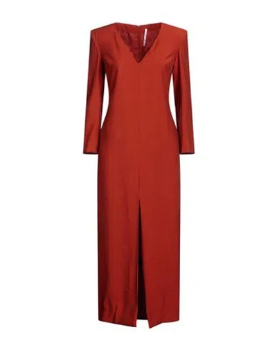 Maison Laviniaturra Woman Maxi Dress Rust Size 6 Viscose, Polyester In Red