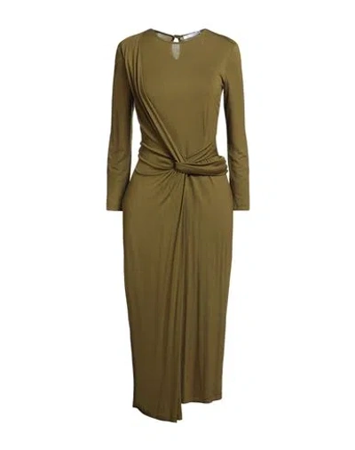 Maison Laviniaturra Woman Midi Dress Military Green Size 8 Viscose, Elastane