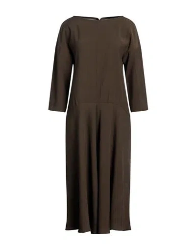 Maison Laviniaturra Woman Midi Dress Military Green Size 8 Viscose, Polyester