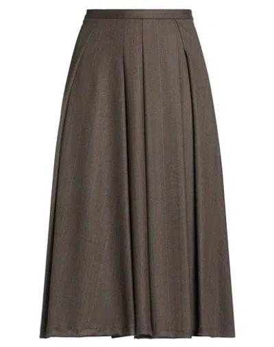 Maison Laviniaturra Woman Midi Skirt Brown Size 10 Polyester, Viscose, Elastane
