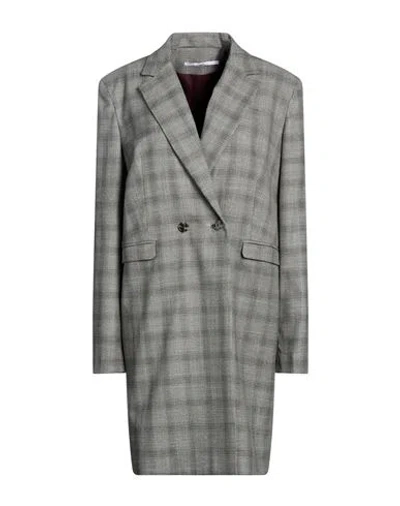 Maison Laviniaturra Woman Overcoat & Trench Coat Grey Size 6 Polyester, Viscose, Lycra