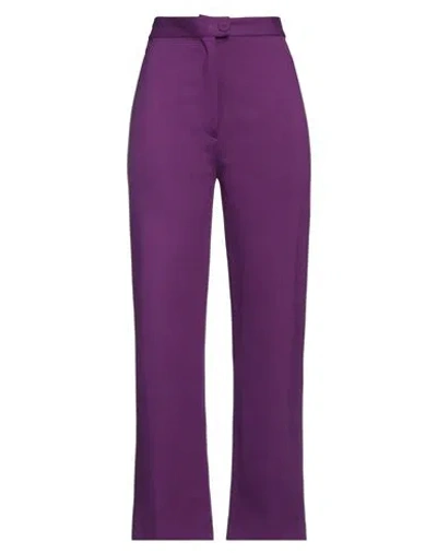 Maison Laviniaturra Woman Pants Purple Size 6 Viscose, Nylon, Elastane In Magenta
