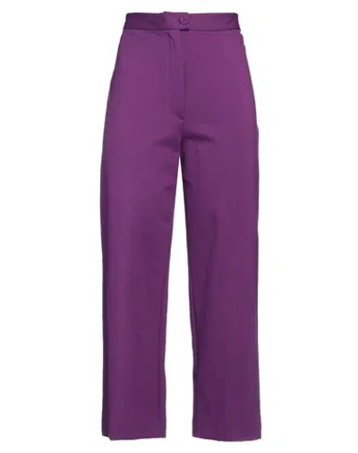 Maison Laviniaturra Woman Pants Mauve Size 10 Viscose, Nylon, Elastane In Purple