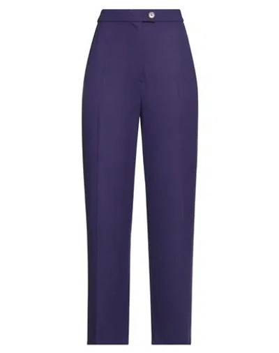 Maison Laviniaturra Woman Pants Purple Size 10 Wool In Blue