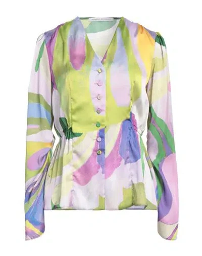 Maison Laviniaturra Woman Shirt Lime Green Size 10 Silk, Polyester