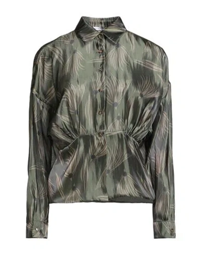Maison Laviniaturra Woman Shirt Military Green Size 8 Silk, Polyester