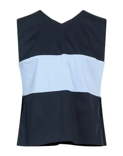 Maison Laviniaturra Woman Top Midnight Blue Size 8 Cotton, Polyamide, Elastane