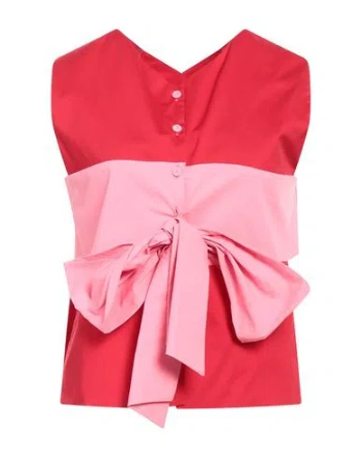 Maison Laviniaturra Woman Top Red Size 10 Cotton, Polyamide, Elastane