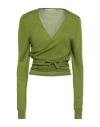 Maison Laviniaturra Woman Wrap Cardigans Lime Green Size S Cashmere, Silk In Green