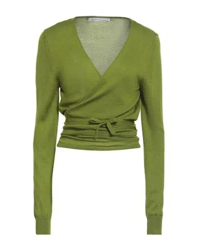 Maison Laviniaturra Woman Wrap Cardigans Lime Green Size S Cashmere, Silk