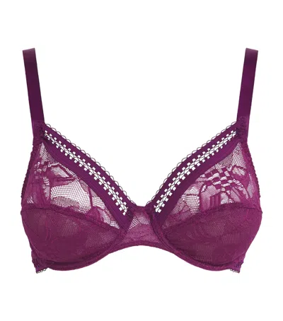 Maison Lejaby Lace Songe Half-cup Bra In Purple
