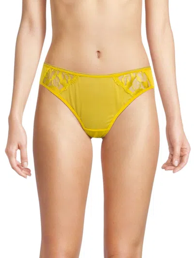 Maison Lejaby Women's Tanga Lace Trim Bikini Brief In Yellow