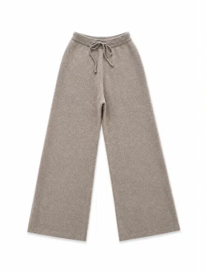 Maison Lointaine Women's Brown Signature Pants Taupe Heavyweight - Pure Prestige Cashmere