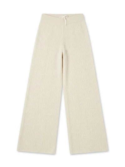 Maison Lointaine Women's Neutrals Signature Pants Ribbed Rice Apricot - Pure Prestige Cashmere In Orange