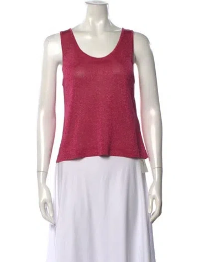 Pre-owned Maison Lurex Scoop Neck Sleeveless Top In Pink