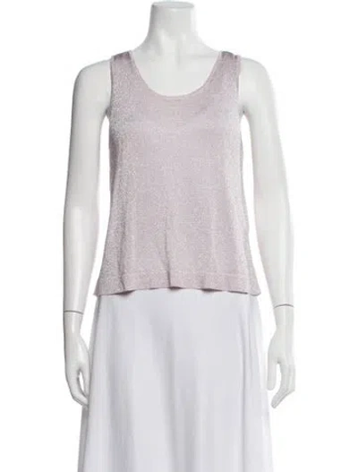 Pre-owned Maison Lurex Scoop Neck Sleeveless Top W/ Tags In Pink