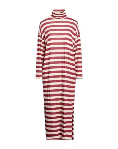 Maison Lydia Woman Midi Dress Red Size 8 Cotton, Viscose
