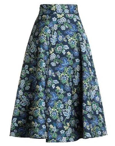 Maison Lydia Woman Midi Skirt Navy Size 6 Polyester In Blue