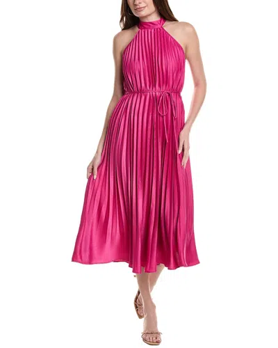 Maison Maar Accordion Pleated Midi Dress In Pink