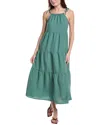 Maison Maar Bubble Crepe Tiered Midi Dress In Green