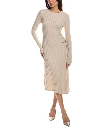 Maison Maar Long Sleeve Midi Dress In Beige