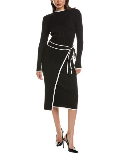 Maison Maar Long Sleeve Midi Dress In Black