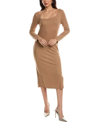 Maison Maar Long Sleeve Midi Dress In Brown