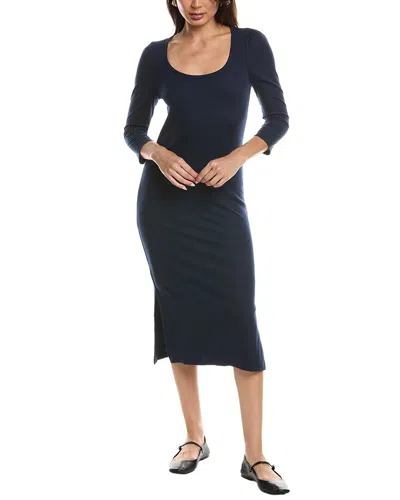 Maison Maar Long Sleeve Wrap Midi Dress In Navy