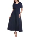 Maison Maar Smocked Midi Dress In Blue