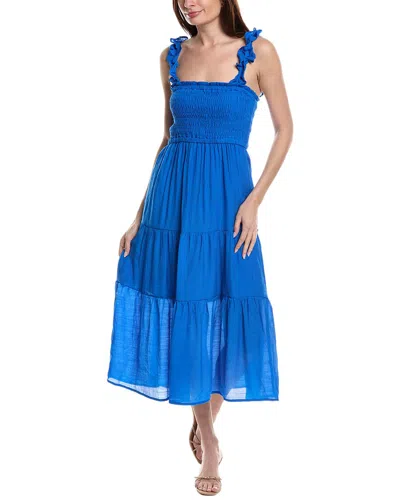 Maison Maar Smocked Midi Dress In Blue