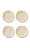 Maison Madison Colette Set-of-four Ceramic Dinner Plates In Off-white