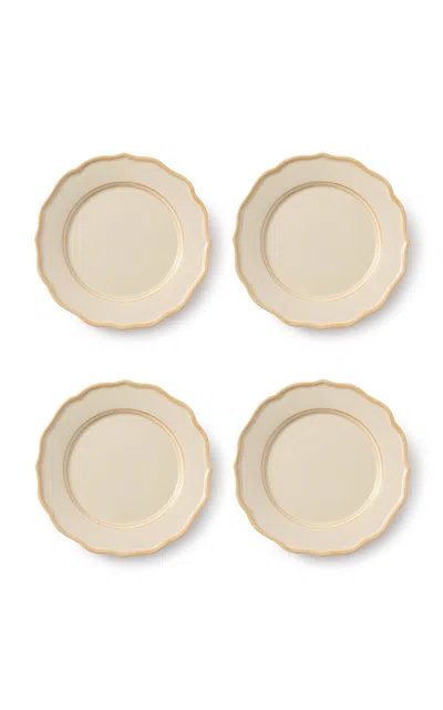 Maison Madison Colette Set-of-four Ceramic Dinner Plates In Off-white