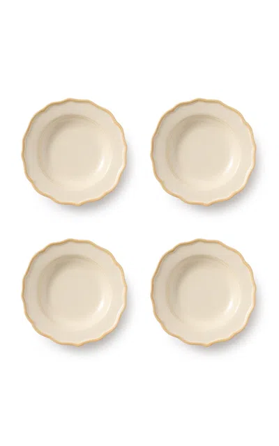 Maison Madison Colette Set-of-four Ceramic Pasta Bowls In Off-white
