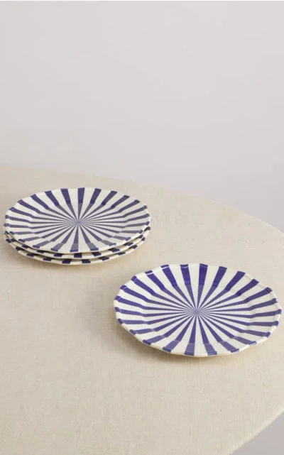Maison Madison Home Mafalda 10.5'' Dinner Plate Set Of 4 In Blue/cream